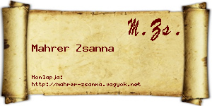 Mahrer Zsanna névjegykártya